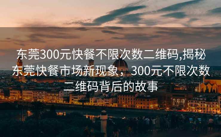 东莞300元快餐不限次数二维码,揭秘东莞快餐市场新现象，300元不限次数二维码背后的故事