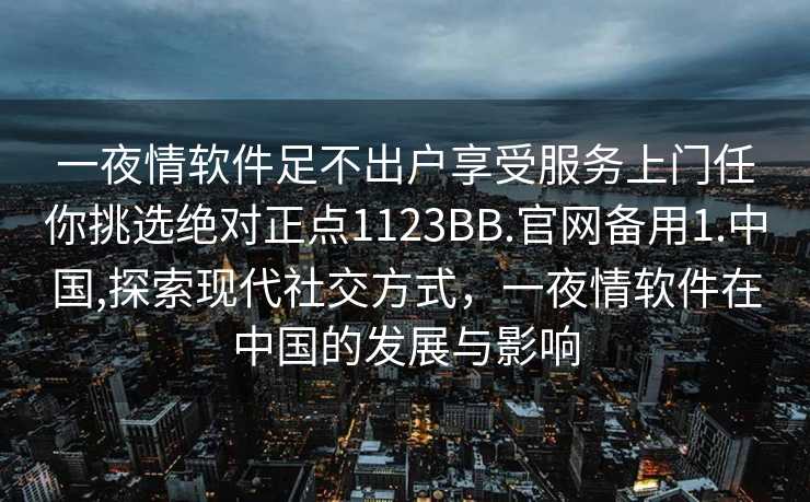 一夜情软件足不出户享受服务上门任你挑选绝对正点1123BB.官网备用1.中国,探索现代社交方式，一夜情软件在中国的发展与影响