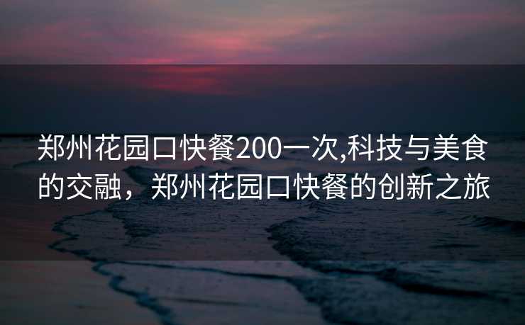 郑州花园口快餐200一次,科技与美食的交融，郑州花园口快餐的创新之旅