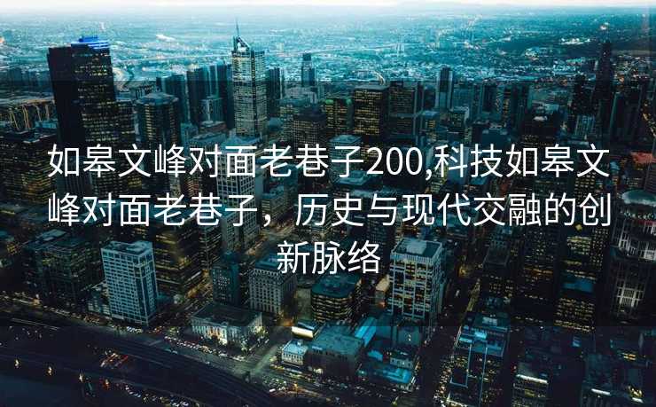 如皋文峰对面老巷子200,科技如皋文峰对面老巷子，历史与现代交融的创新脉络