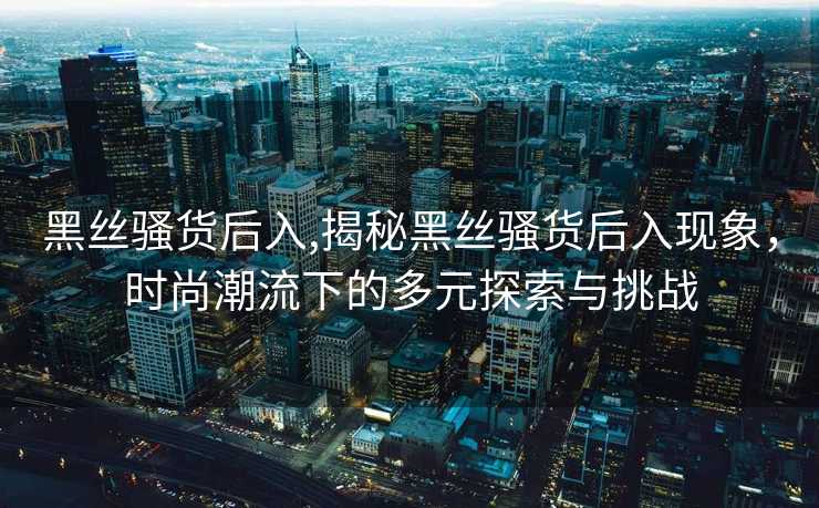 黑丝骚货后入,揭秘黑丝骚货后入现象，时尚潮流下的多元探索与挑战