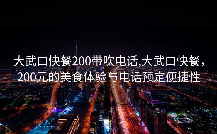 大武口快餐200带吹电话,大武口快餐，200元的美食体验与电话预定便捷性