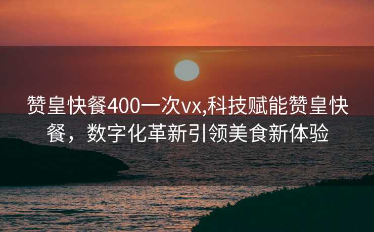 赞皇快餐400一次vx,科技赋能赞皇快餐，数字化革新引领美食新体验