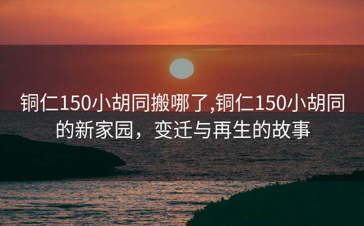 铜仁150小胡同搬哪了,铜仁150小胡同的新家园，变迁与再生的故事