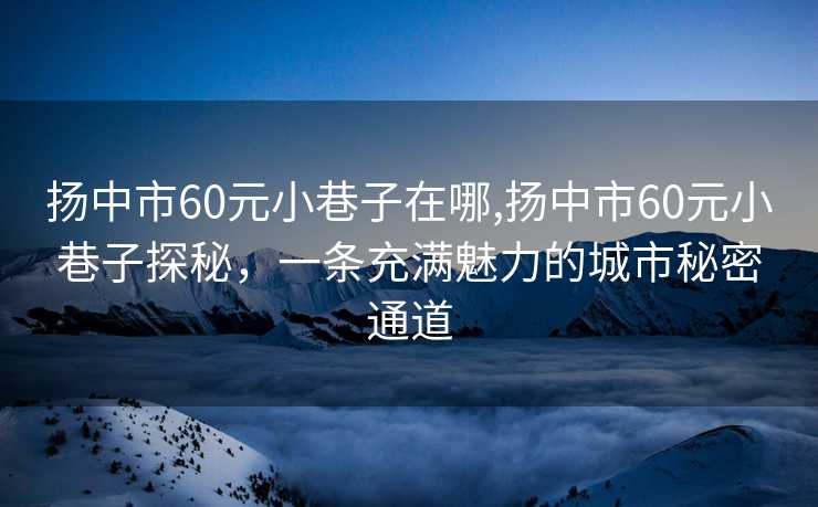 扬中市60元小巷子在哪,扬中市60元小巷子探秘，一条充满魅力的城市秘密通道