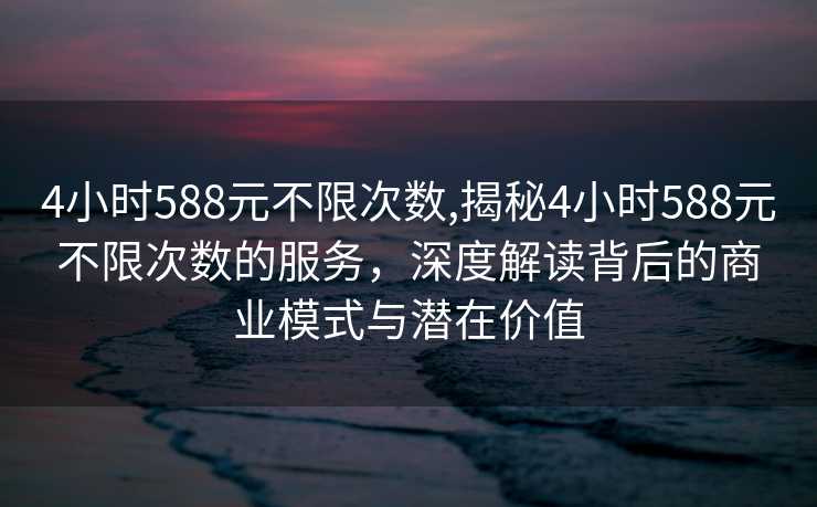 4小时588元不限次数,揭秘4小时588元不限次数的服务，深度解读背后的商业模式与潜在价值