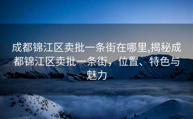 成都锦江区卖批一条街在哪里,揭秘成都锦江区卖批一条街，位置、特色与魅力