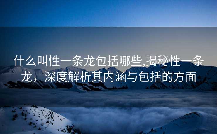 什么叫性一条龙包括哪些,揭秘性一条龙，深度解析其内涵与包括的方面