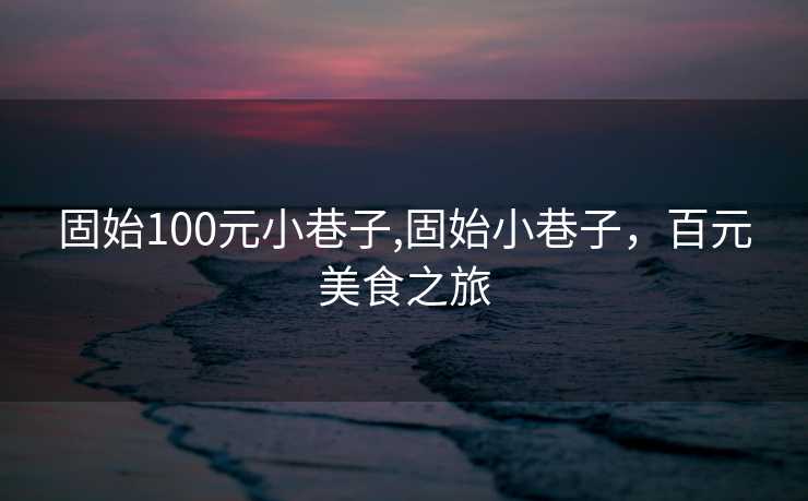 固始100元小巷子,固始小巷子，百元美食之旅