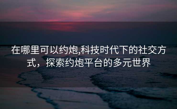 在哪里可以约炮,科技时代下的社交方式，探索约炮平台的多元世界