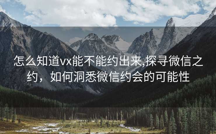 怎么知道vx能不能约出来,探寻微信之约，如何洞悉微信约会的可能性