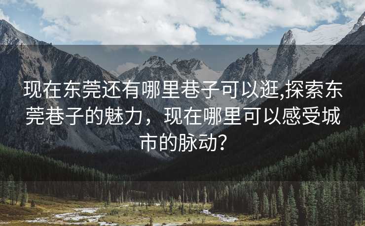 现在东莞还有哪里巷子可以逛,探索东莞巷子的魅力，现在哪里可以感受城市的脉动？