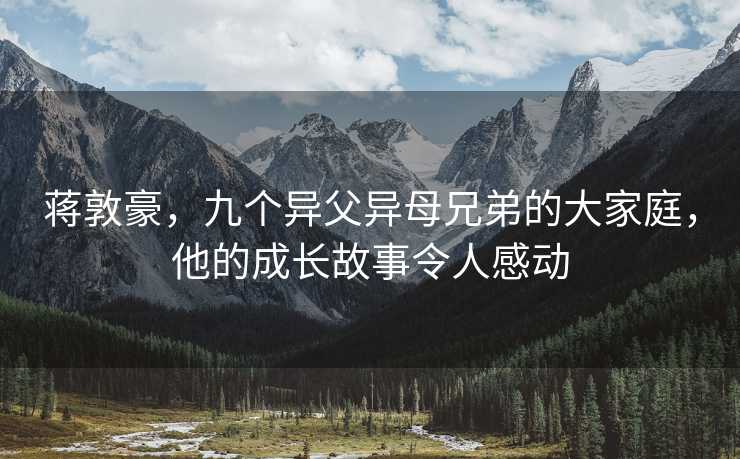 蒋敦豪，九个异父异母兄弟的大家庭，他的成长故事令人感动