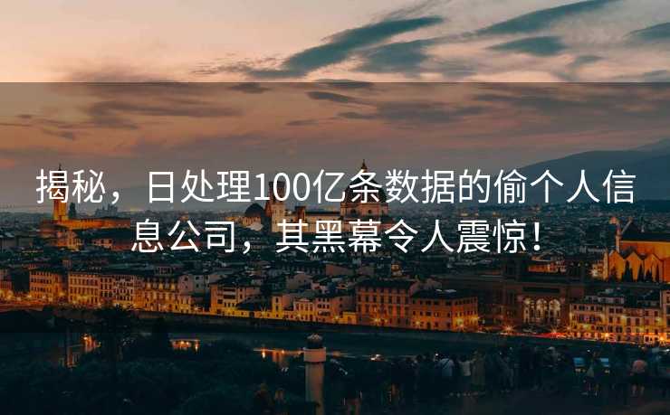 揭秘，日处理100亿条数据的偷个人信息公司，其黑幕令人震惊！