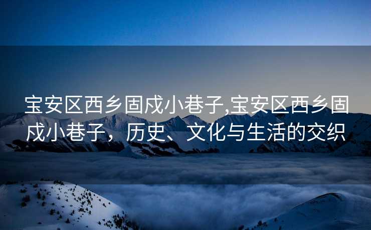 宝安区西乡固戍小巷子,宝安区西乡固戍小巷子，历史、文化与生活的交织