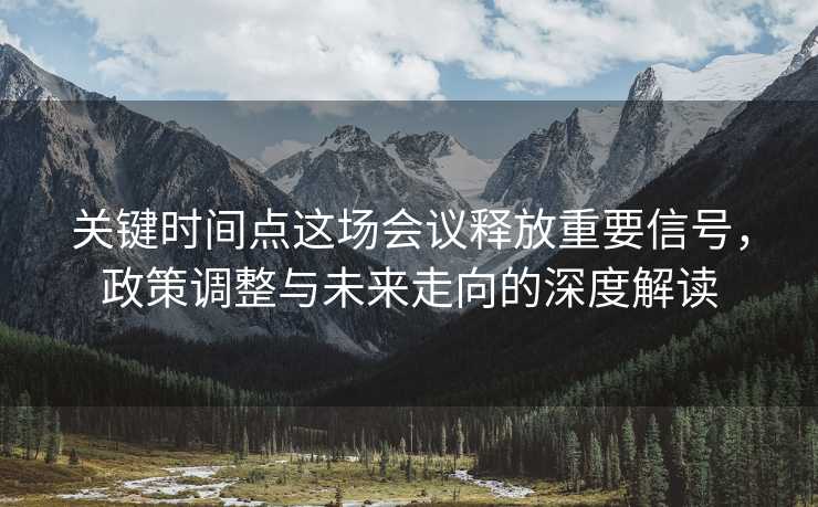 关键时间点这场会议释放重要信号，政策调整与未来走向的深度解读