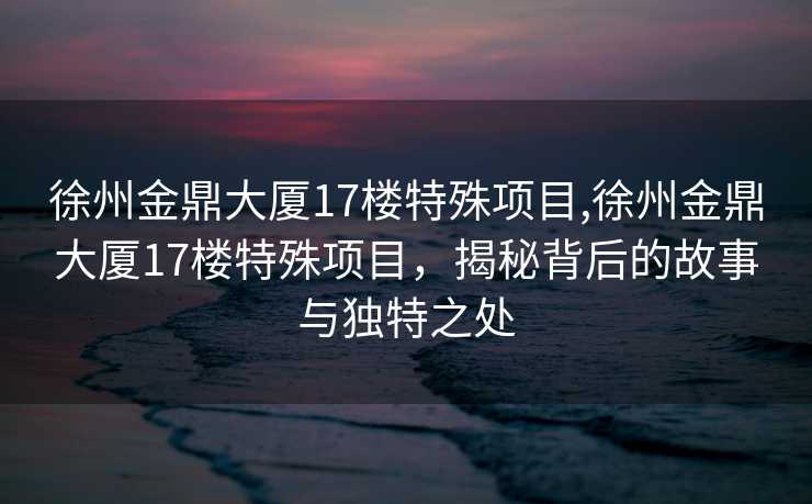 徐州金鼎大厦17楼特殊项目,徐州金鼎大厦17楼特殊项目，揭秘背后的故事与独特之处