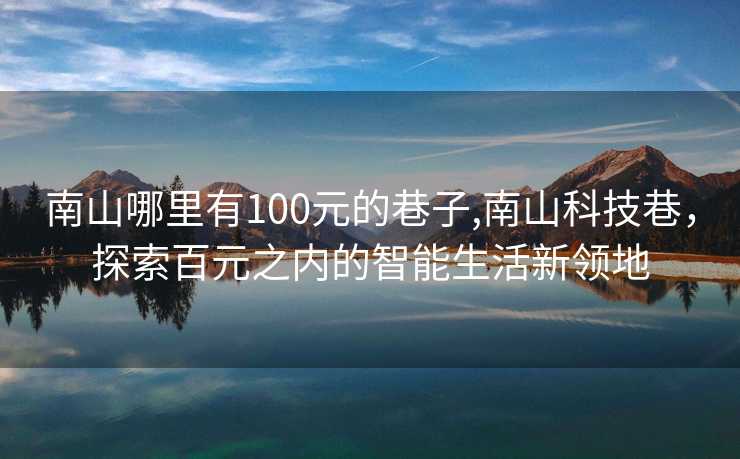 南山哪里有100元的巷子,南山科技巷，探索百元之内的智能生活新领地