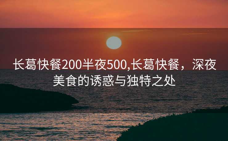 长葛快餐200半夜500,长葛快餐，深夜美食的诱惑与独特之处