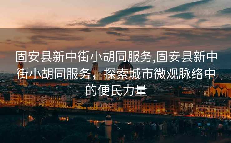 固安县新中街小胡同服务,固安县新中街小胡同服务，探索城市微观脉络中的便民力量