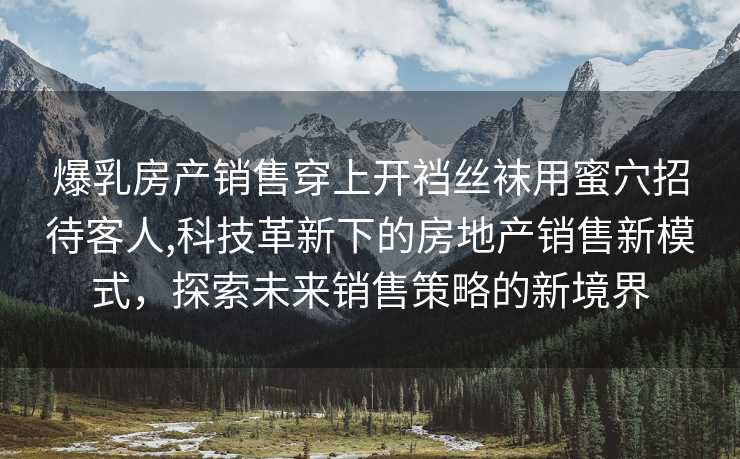 爆乳房产销售穿上开裆丝袜用蜜穴招待客人,科技革新下的房地产销售新模式，探索未来销售策略的新境界