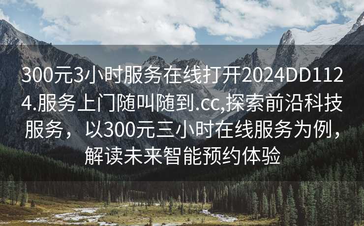 300元3小时服务在线打开2024DD1124.服务上门随叫随到.cc,探索前沿科技服务，以300元三小时在线服务为例，解读未来智能预约体验