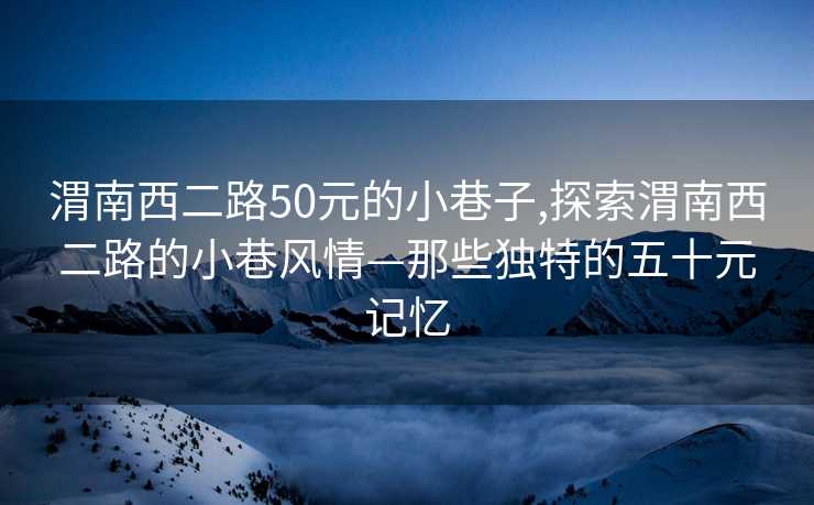 渭南西二路50元的小巷子,探索渭南西二路的小巷风情—那些独特的五十元记忆