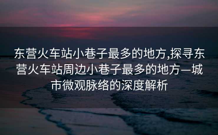 东营火车站小巷子最多的地方,探寻东营火车站周边小巷子最多的地方—城市微观脉络的深度解析