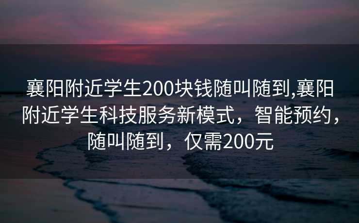 襄阳附近学生200块钱随叫随到,襄阳附近学生科技服务新模式，智能预约，随叫随到，仅需200元