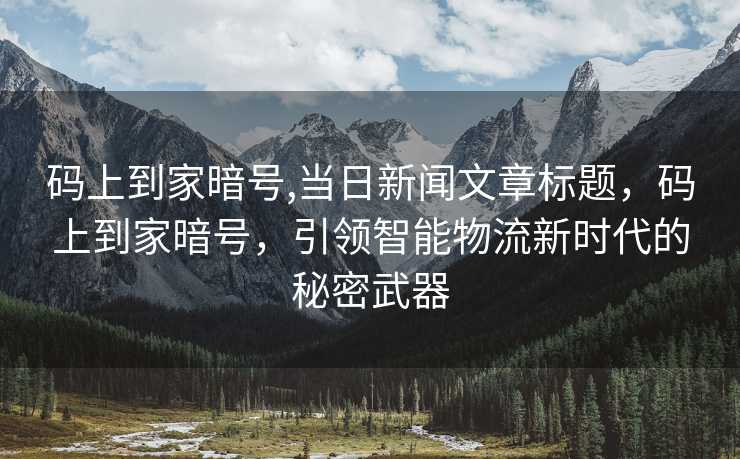 码上到家暗号,当日新闻文章标题，码上到家暗号，引领智能物流新时代的秘密武器