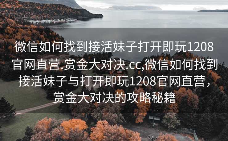 微信如何找到接活妹子打开即玩1208官网直营.赏金大对决.cc,微信如何找到接活妹子与打开即玩1208官网直营，赏金大对决的攻略秘籍