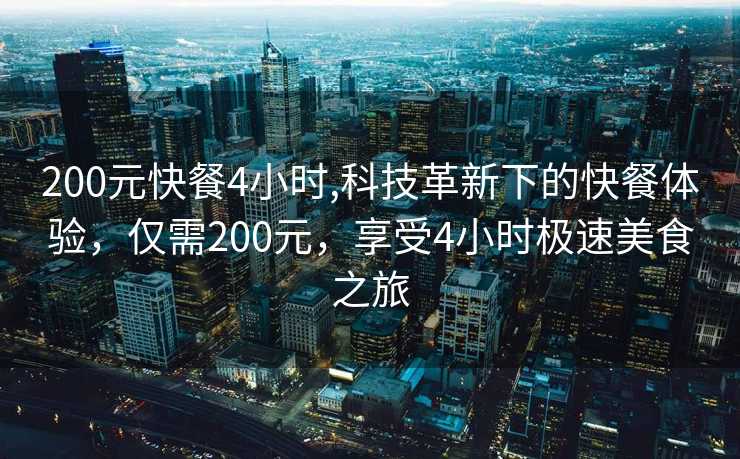 200元快餐4小时,科技革新下的快餐体验，仅需200元，享受4小时极速美食之旅