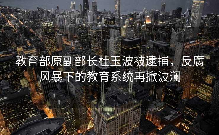 教育部原副部长杜玉波被逮捕，反腐风暴下的教育系统再掀波澜